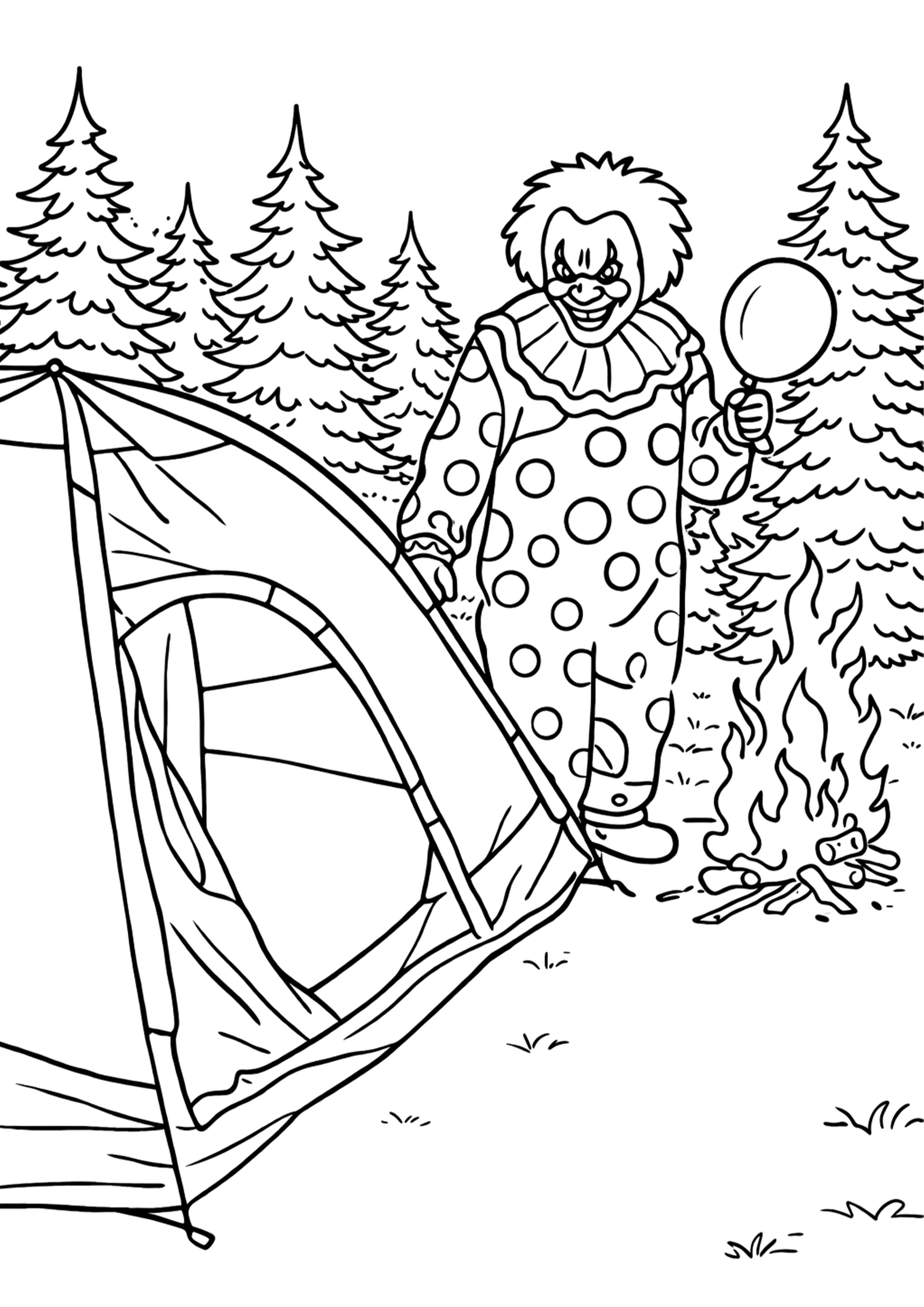 Clown smyger runt tält